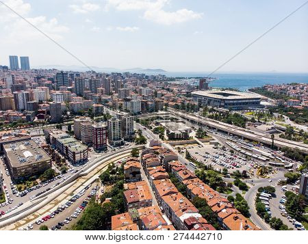 Istanbul, Turkey - February 23, 2018: Aerial Drone View Of Kadikoy / Istanbul