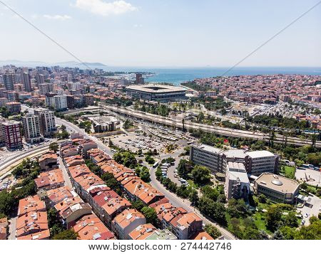 Istanbul, Turkey - February 23, 2018: Aerial Drone View Of Kadikoy / Istanbul