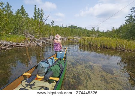 Heading Into  A Remote Stream In The Wilderness In Quetico Provincial Park In Ontario
