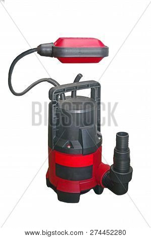 Submersible Pump Isolated On A White Background With Level Sensor