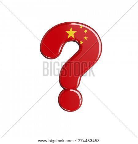 China flag interrogation point - 3d chinese symbol isolated on white background. this alphabet is perfect for creative illustrations related but not limited to China, Beijing, Asia...