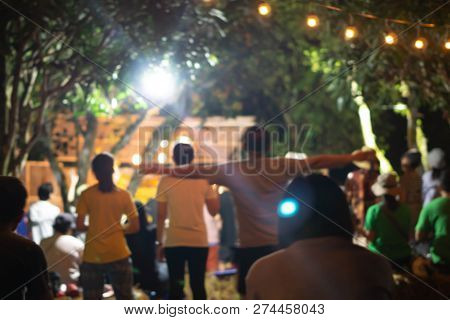 Christian Worship With Raised Hand In Con Cert. Blur