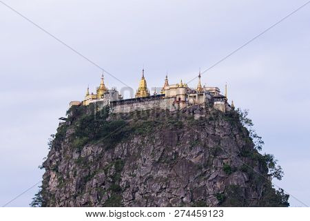 View Below Of The Temple On The Hill In Myanmar (popa Mountain)