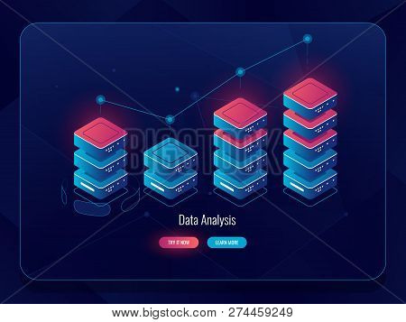 Data Visualization Isometric Cion, Information Graphic Chart, Progress Bar, Arrow Up, Data Analysis 