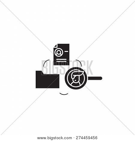 Human Resourse Database Black Vector Concept Icon. Human Resourse Database Flat Illustration, Sign