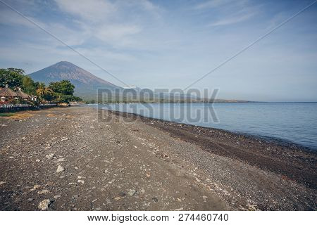 Scenic View Of Agung Volcano From Beach, Bali, Indonesia