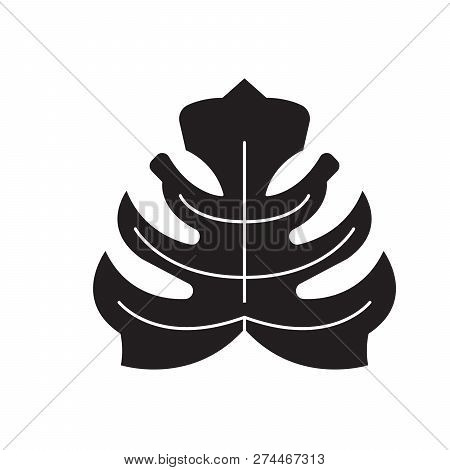 Philodendron Black Vector Concept Icon. Philodendron Flat Illustration, Sign