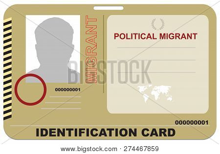 Abstract Identification Card For Political Migrant Vector Illustration.