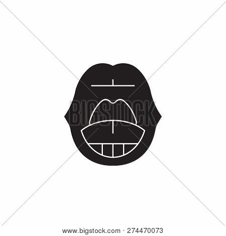 Sore Throat Black Vector Concept Icon. Sore Throat Flat Illustration, Sign