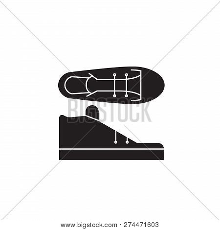 Tenis Shoes Black Vector Concept Icon. Tenis Shoes Flat Illustration, Sign