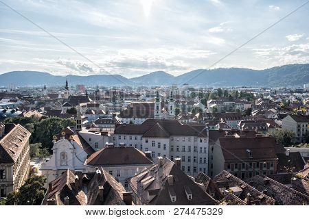 Austria.graz. Church Mariahilf And Square In Center City
