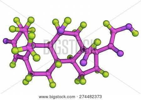 Molecule Of Aldosterone Hormone, 3d Illustration. It Is Mineralocorticoid Hormone Produced By Adrena