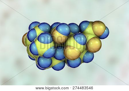 Molecule Of Aldosterone Hormone, 3d Illustration. It Is Mineralocorticoid Hormone Produced By Adrena