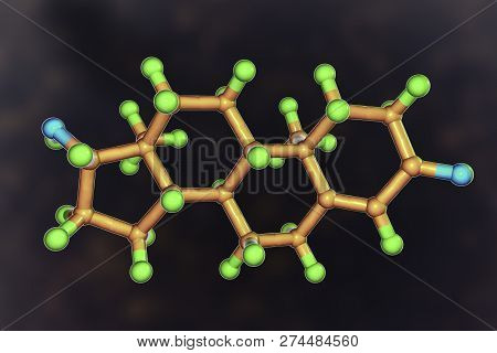 Testosterone, A Primary Sex Hormone In Men And An Anabolic Steroid, 3d Illustration. It Is Responsib