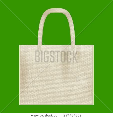 Canvas Cotton Textiles Eco Bag. Natural Color. Stop Plastic Pollution. Grunge Burlap Texture