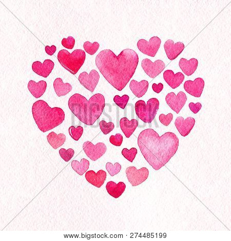 Hearts Card Valentine Day Love Watercolor Paper