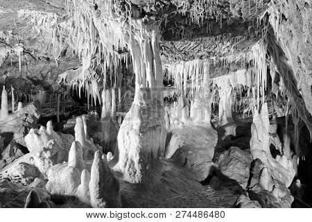 Vazec, Slovakia - November 25: Stalagmites And Stalactites In Vazecka Cave On November 25, 2018 In V