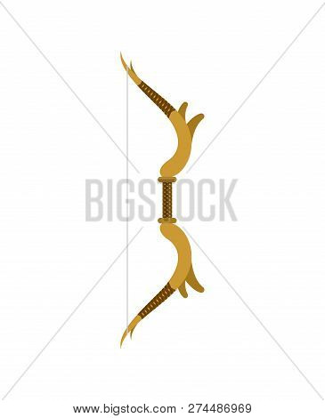 Elven Bow Isolated. Fantastic Weapon Elf. Vector