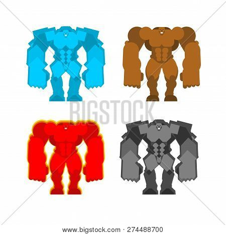 Golem Set. Mud And Ice. Stone In Fire. Four Forces Fantastic Magic Big Monster