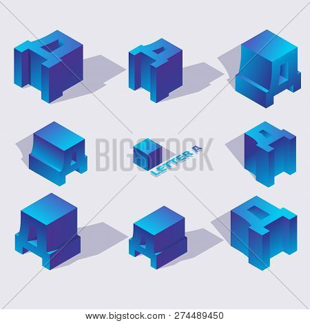 Isometric Alphabet Font Russian Letter D. 3d Effect Letters, Various Foreshortening With Flat Shadow