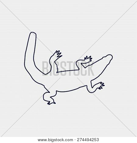 Vector Silhouette Of A Crocadile On A White Background.