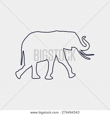 Vector Silhouette Of A Elephan On A White Background.