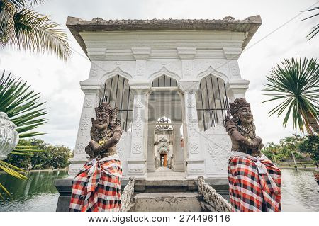 Steps To The Bridge Decorated With Hindu Sculptures In Taman Ujung Park, Bali, Indonesia