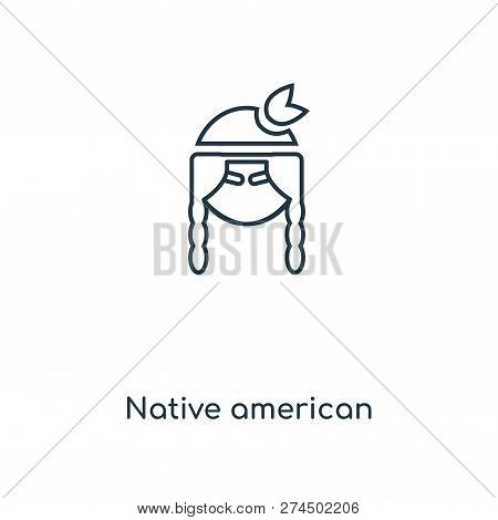 Native American Icon In Trendy Design Style. Native American Icon Isolated On White Background. Nati