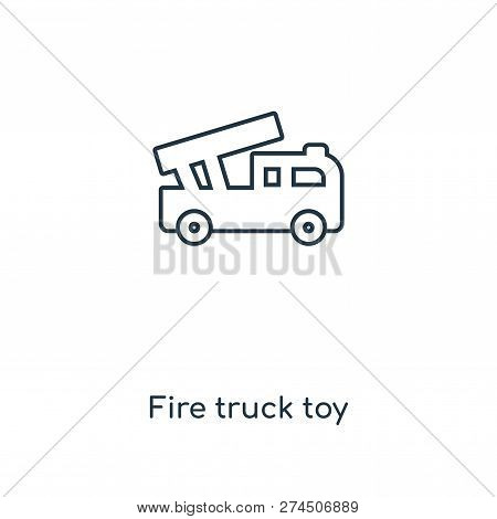 Fire Truck Toy Icon In Trendy Design Style. Fire Truck Toy Icon Isolated On White Background. Fire T