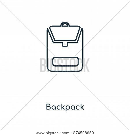 Backpack Icon In Trendy Design Style. Backpack Icon Isolated On White Background. Backpack Vector Ic