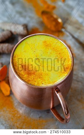 Mug Of Golden Milk / Tumeric Latte With Curcuma