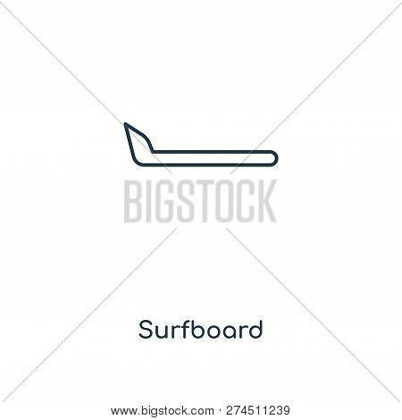 Surfboard Icon In Trendy Design Style. Surfboard Icon Isolated On White Background. Surfboard Vector