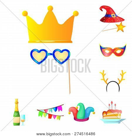 Vector Illustration Of Party And Birthday Logo. Collection Of Party And Celebration Stock Vector Ill