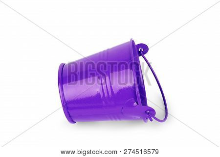 Single Blue Bucket Isolated On A White Background