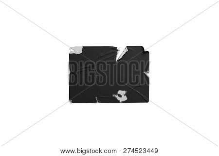 Blank Black Wheatpaste Adhesive Ragged Poster Mockup, Isolated, 3d Rendering. Empty Shabby Banner Mo