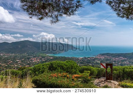 Poggio, Elba Island, Italy - September 16, 2018: Panoramic View Of One Of The Beaches Of Elba Island