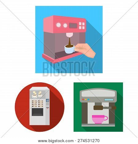 Isolated Object Of Coffee And Machine Logo. Set Of Coffee And Kitchen Stock Vector Illustration.