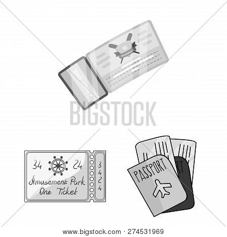 Vector Illustration Of Ticket And Movie Logo. Set Of Ticket And Concert Vector Icon For Stock.