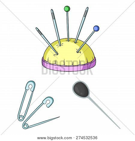 Vector Illustration Of Pin And Sewing Icon. Collection Of Pin And Sketch Stock Vector Illustration.