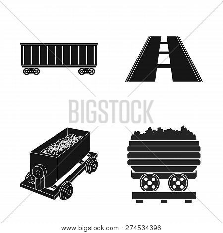 Vector Design Of Railroad And Train Symbol. Set Of Railroad And Way Vector Icon For Stock.