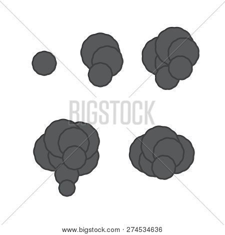 Pixel Smoke Cloud. Ui Video Game Animation Frames.