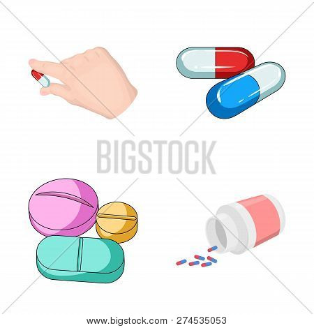 Vector Illustration Of Pill And Medicine Logo. Collection Of Pill And Vitamin Stock Vector Illustrat