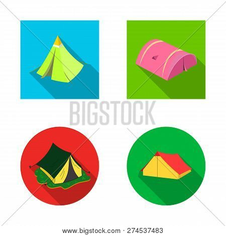 Vector Illustration Of Tent  And Camp Logo. Set Of Tent  And Forest Vector Icon For Stock.