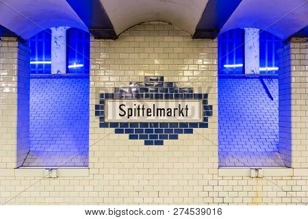Berlin, Germany - December 18, 2017: Spittelmarkt Station In Berlin Subway Located Near To The Spree