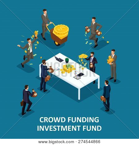 Isometric People Persona, 3d Businessmen, Investing Crowd Financing, Collaboration, Kraudinvesting, 