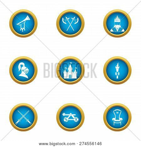 Medieval Takeover Icons Set. Flat Set Of 9 Medieval Takeover Icons For Web Isolated On White Backgro