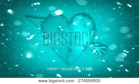 Colorful Arrow With Hearts For Happy Valentines Day . Love Card . Wedding Party Flyer Or  Printing, 
