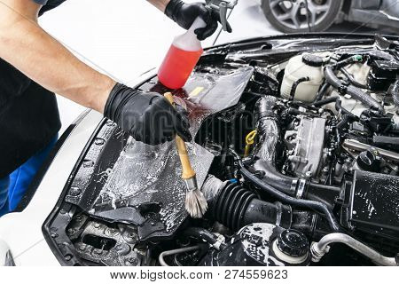 Cars In A Carwash. Car Wash With Foam At Station. Carwash. Washing At The Station. Car Washing Conce