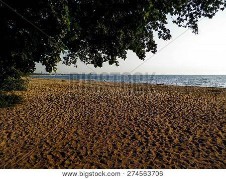 Sandy Beach Beach Of Baltic Sea In Morning, Poland. Tourism And Natrure Concept.