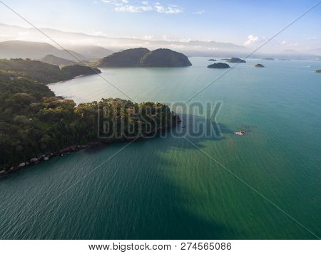 View Of Beach, Sea And Forest On Cloudy Day In Prainha, A Tropical Beach Near Paraty, An Amazing And